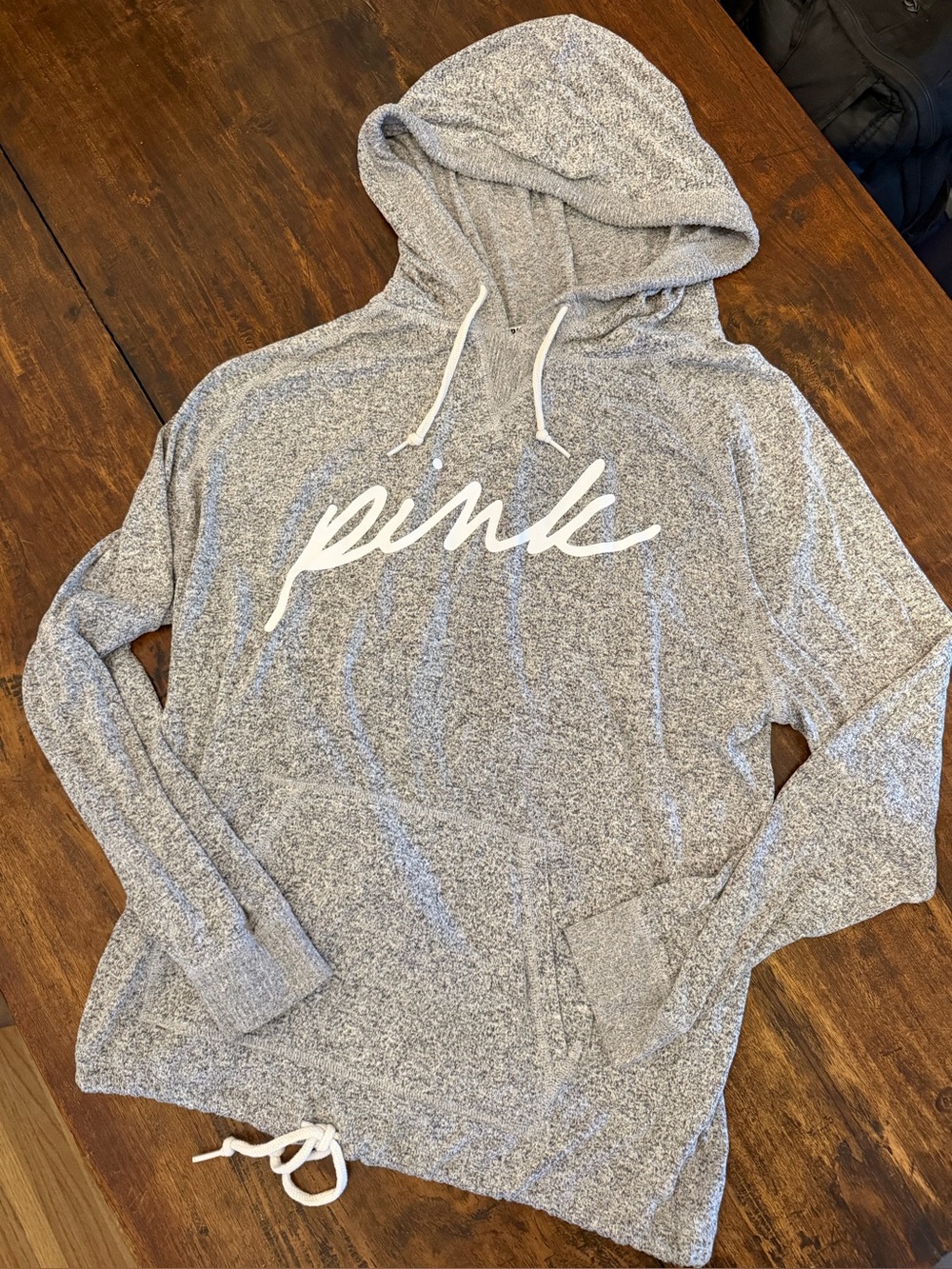 Retro VS PINK Heather Grey Pullover Hoodie - Size Large (EUC)